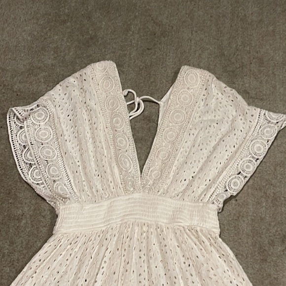 Surf Gypsy white 100% cotton V-Neck dress / Cover-Up M - Picture 3 of 7